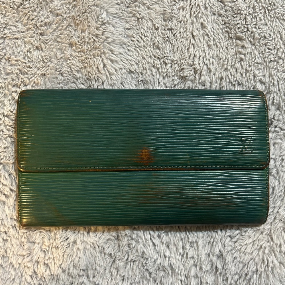 Louis Vuitton Green Epi Long Flap Wallet